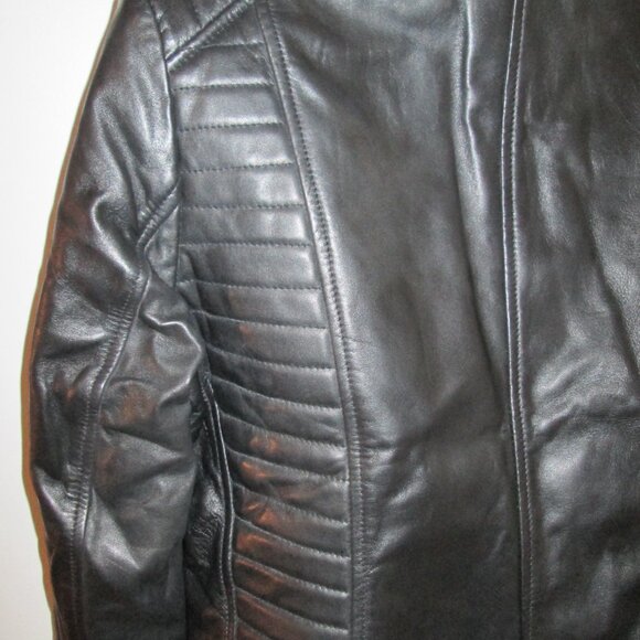 Womens Black Biker Style Leather Jacket NWOT - Picture 7 of 12
